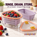 XAVQORENI Berry Keeper Container with Removable Colander, Fruit Washing Basket and Vented Lid for Refrigerator Storage
