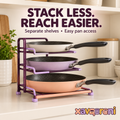 XAVQORENI 3-Tier Pan Organizer Rack for Kitchen Cabinets, Freestanding Frying Pan Storage Holder with Separate Shelves