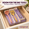 XAVQORENI Kitchen Utensil Drawer Organizer with Movable Dividers, Wide-Compartment Storage Tray for Ladles, Spatulas and Whisks