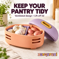 XAVQORENI Ventilated Garlic and Shallot Keeper with Divided Interior and Lift-Off Lid, Compact Countertop Pantry Storage Container